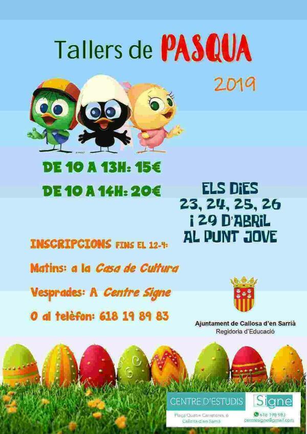  Callosa // Abierto el plazo de inscripción para los talleres infantiles de Pascua