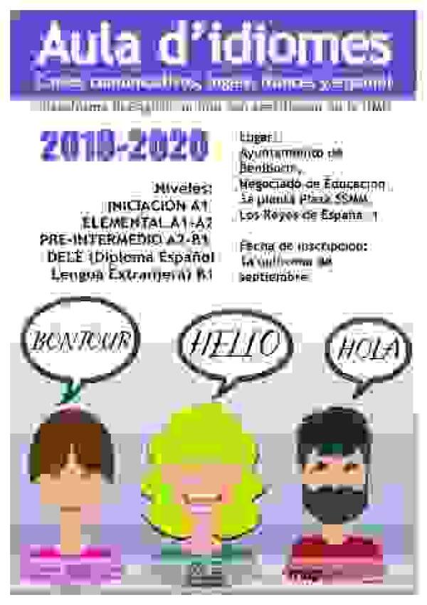 Benidorm · Últimos días para matricularse en el los cursos del Aula d’Idiomes municipal 