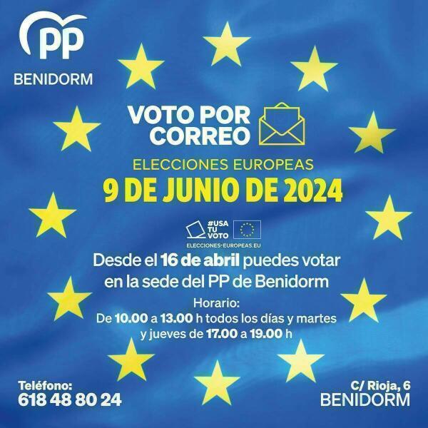 El PP de Benidorm abre su sede al voto por correo para las Elecciones Europeas del 9 de junio