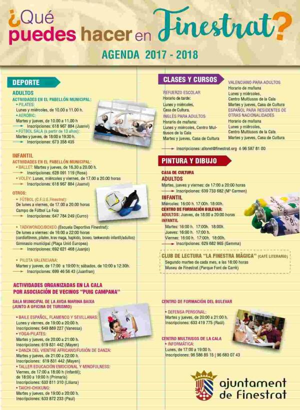 La concejal&iacute;a de Comunicaci&oacute;n reedita el folleto &ldquo;Qu&eacute; hacer en Finestrat&rdquo; con toda la oferta deportiva, educativa y art&iacute;stica de la localidad