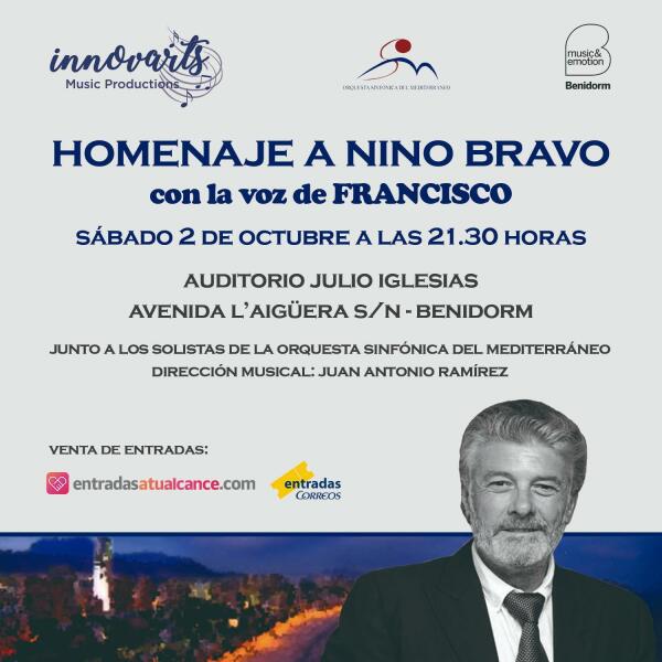 Nino Bravo en la voz de Francisco, la propuesta de la Orquesta Sinfónica del Mediterráneo para el 2 de octubre 