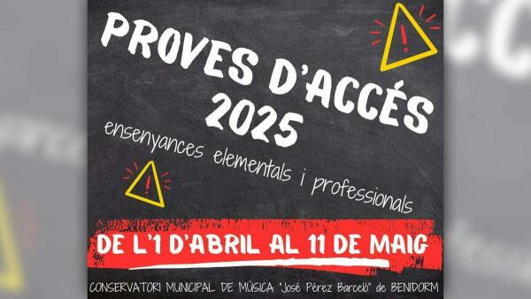 Benidorm abre el día 1 de abril el plazo de inscripción para las pruebas de acceso e ingreso al Conservatorio Profesional de Música 
