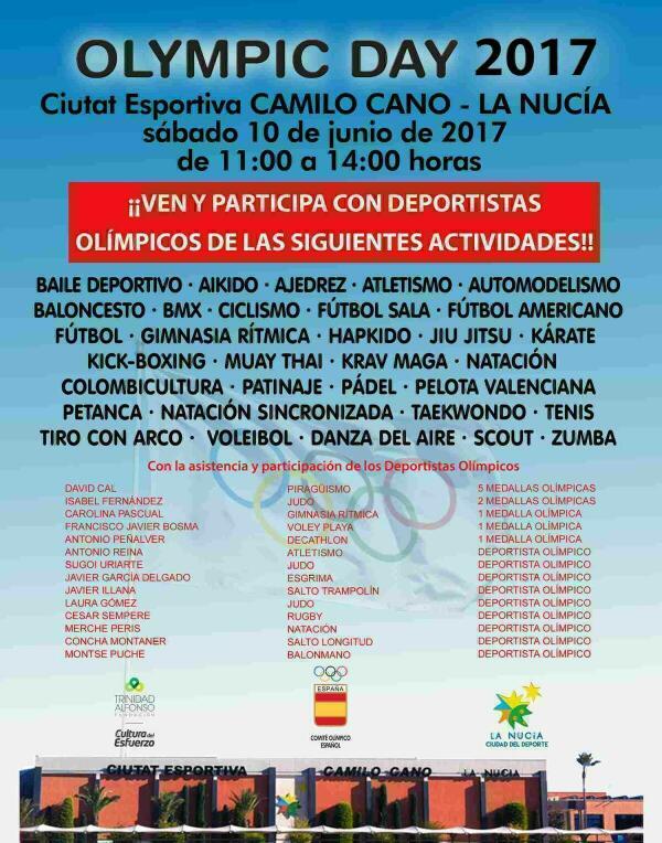 La Nuc&iacute;a acoge ma&ntilde;ana &ldquo;El d&iacute;a Ol&iacute;mpico 2017&rdquo; con 5 medallistas espa&ntilde;oles