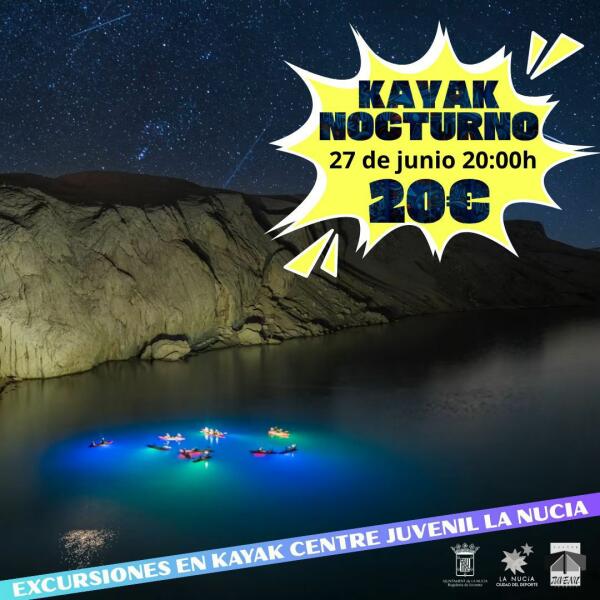 Juventud organiza una excursión nocturna de kayak
