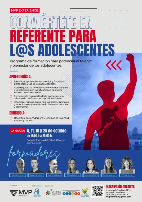 La formación gratuita MVP EXPERIENCE “Conviértete en referente para l@s adolescentes” en La Nucía 