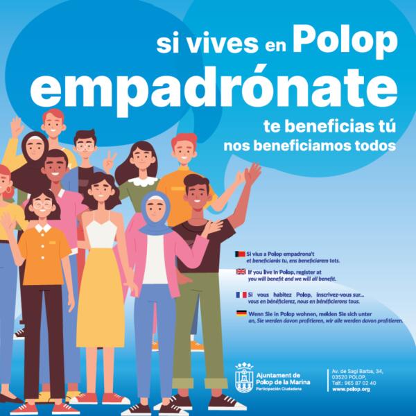 El Ayuntamiento de Polop de la Marina activa la campaña ‘Si vives en Polop empadrónate’