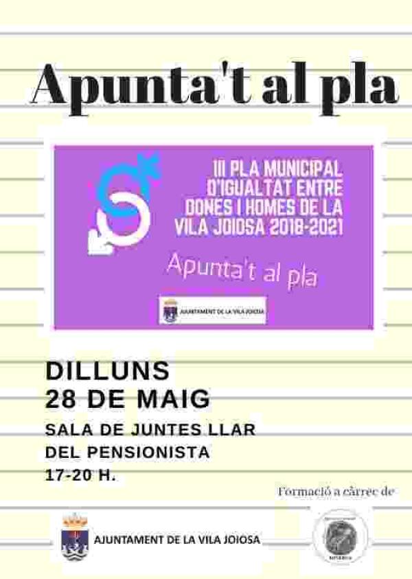 El Ayuntamiento pone en marcha el &lsquo;III Plan de Igualdad de Oportunidades entre Mujeres y Hombres de Villajoyosa 2018-2021&rsquo;