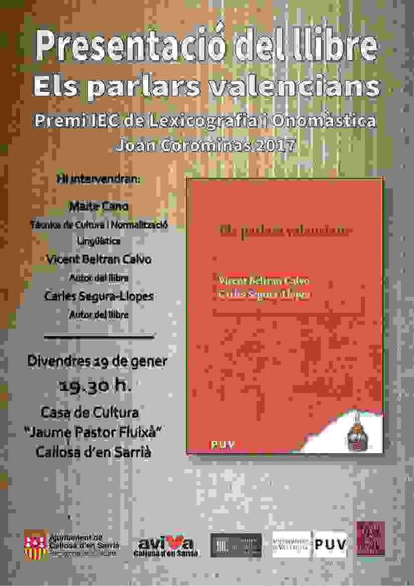 Callosa d&rsquo;en Sarri&agrave; presenta el libro &lsquo;Els parlars valencians&rsquo; sobre la diversidad ling&uuml;&iacute;stica del valenci&agrave;