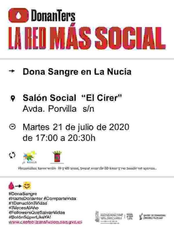 Donaci&oacute;n de Sangre en el &ldquo;Cirer&rdquo; el pr&oacute;ximo martes 21 de julio. 