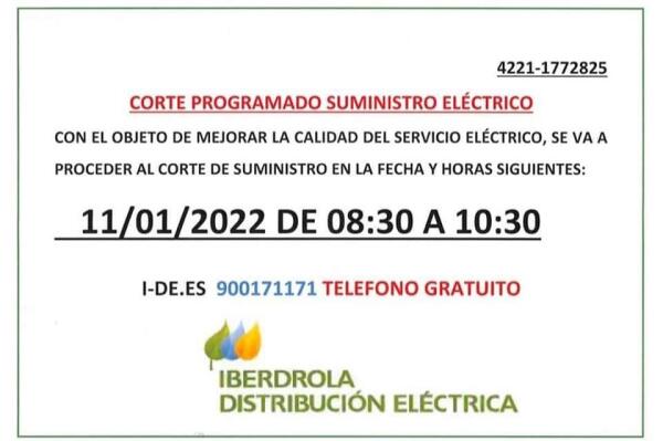 Corte programado de luz mañana en La Nucía