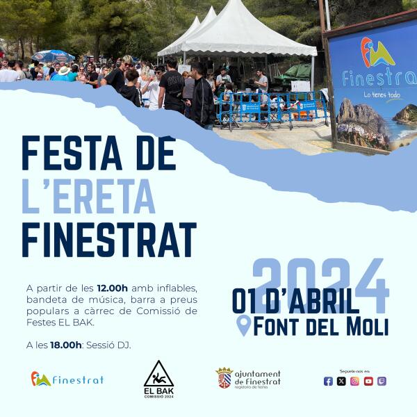 Finestrat celebra el Lunes de Pascua su tradicional fiesta de L´Ereta en la Font del Molí