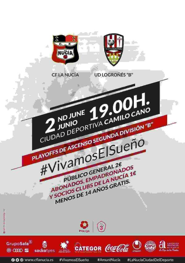 Entradas “populares” para el decisivo  CF La Nucía vs. Logroñés “B” de playoff 