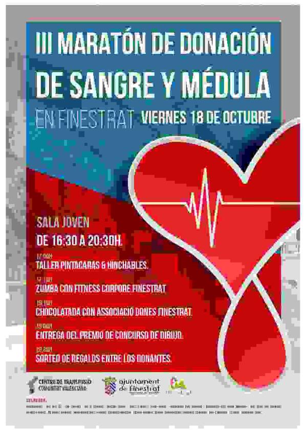 Finestrat acoge hoy la III Maratón de donación de sangre y médula con un completo programa de animación para todos