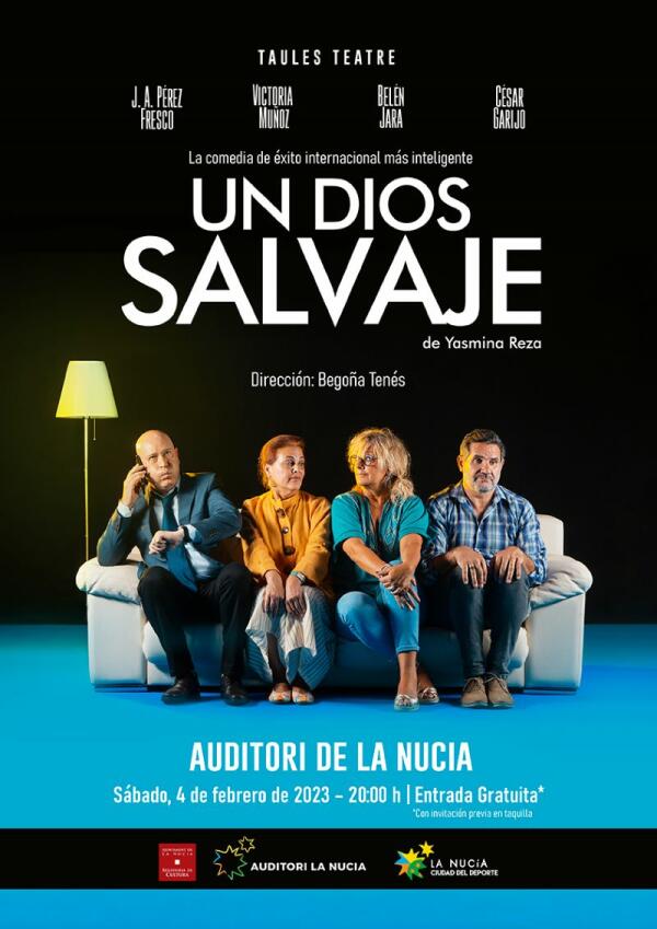 Teatro gratuito con la comedia “Un Dios Salvaje” este sábado en l’Auditori