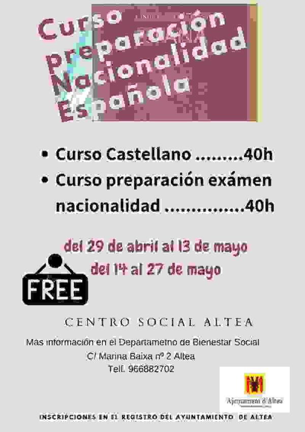 Altea // Abiertas las inscripciones al curso de preparación para obtener la nacionalidad española 