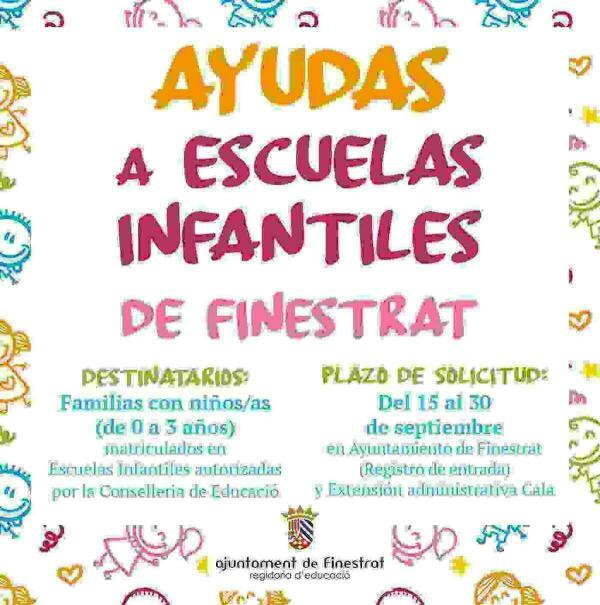 Ma&ntilde;ana empieza el plazo de solicitud de ayudas para las escuelas infantiles de Finestrat