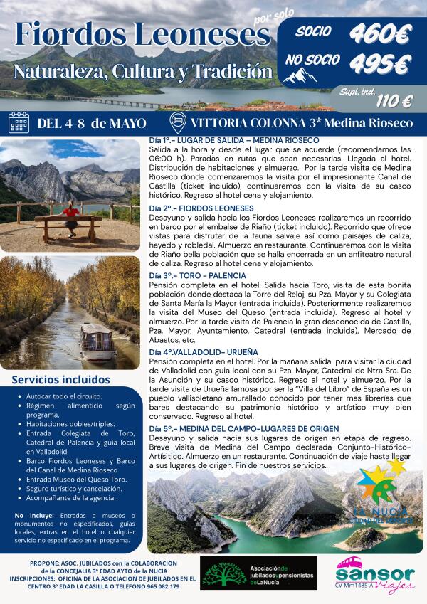 &Uacute;ltimas plazas para el viaje a los Fiordos Leoneses de 3&ordf; Edad