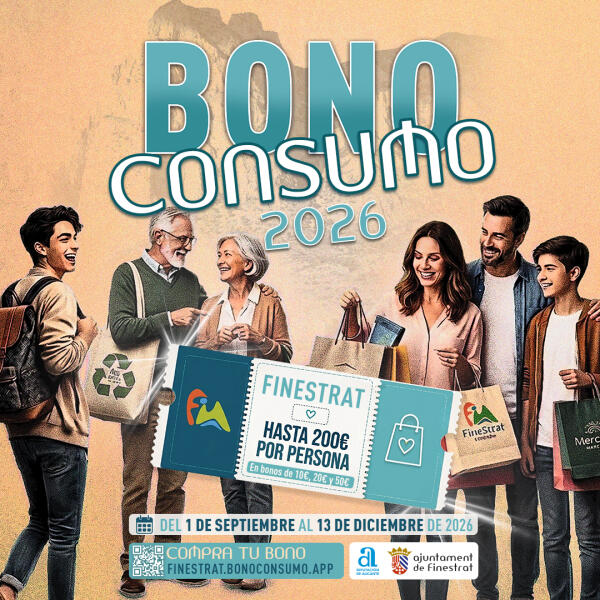 Finestrat lanza una nueva edici&oacute;n del Bono Consumo para ayudar a las familias en sus compras y apoyar a las empresas locales