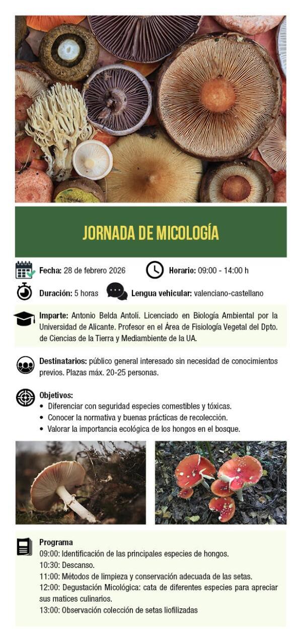 El CEM El Captivador acoge este s&aacute;bado la jornada de &ldquo;Micolog&iacute;a&rdquo;