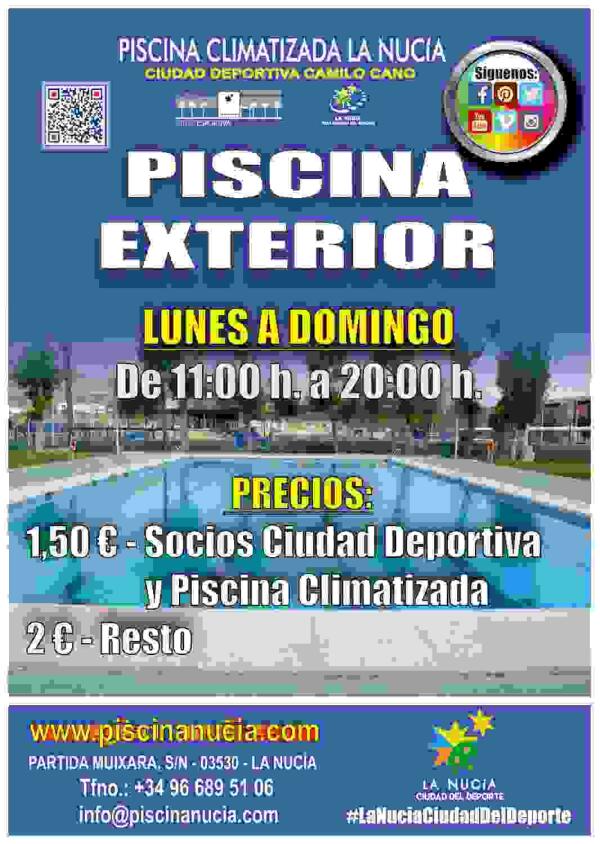 La Piscina al aire libre abre sus puertas de lunes a domingo.