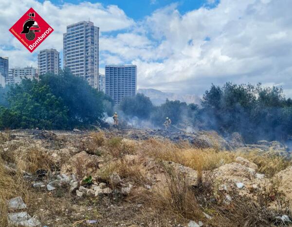 Declarado un incendio en una parcela privada en la Partida Armanello de Benidorm.