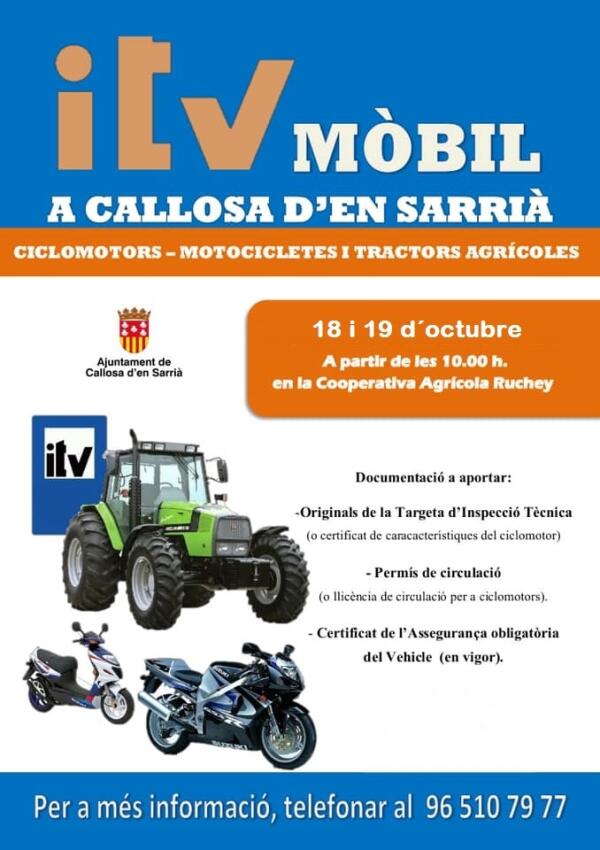 La ITV móvil visita Callosa d’en Sarrià el miércoles 18 y el jueves 19