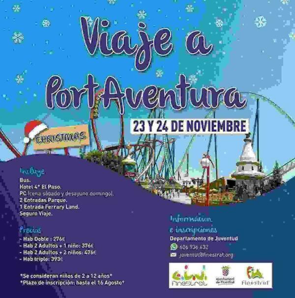 La concejalía de Juventud de Finestrat abre plazo de inscripción para participar en el viaje a “PortAventura World” christmas
