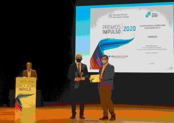 La Universidad de Alicante reconoce a Hidraqua como la empresa m&aacute;s colaboradora en I+D durante la Gala Impulso 2020. 