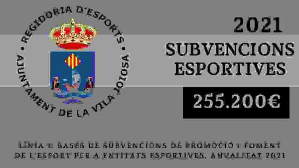 El Ayuntamiento de la Vila Joiosaaprueba la línea 1 de subvenciones para entidades deportivas locales 2021