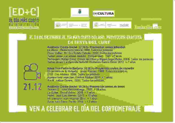 La Vila Joiosa se une a la celebraci&oacute;n del &lsquo;D&iacute;a m&aacute;s corto [ED+C]&rsquo; y programa para el 21de diciembre &lsquo;La Festa del Curt&rsquo; con proyecciones gratuitas para todos los p&uacute;blicos