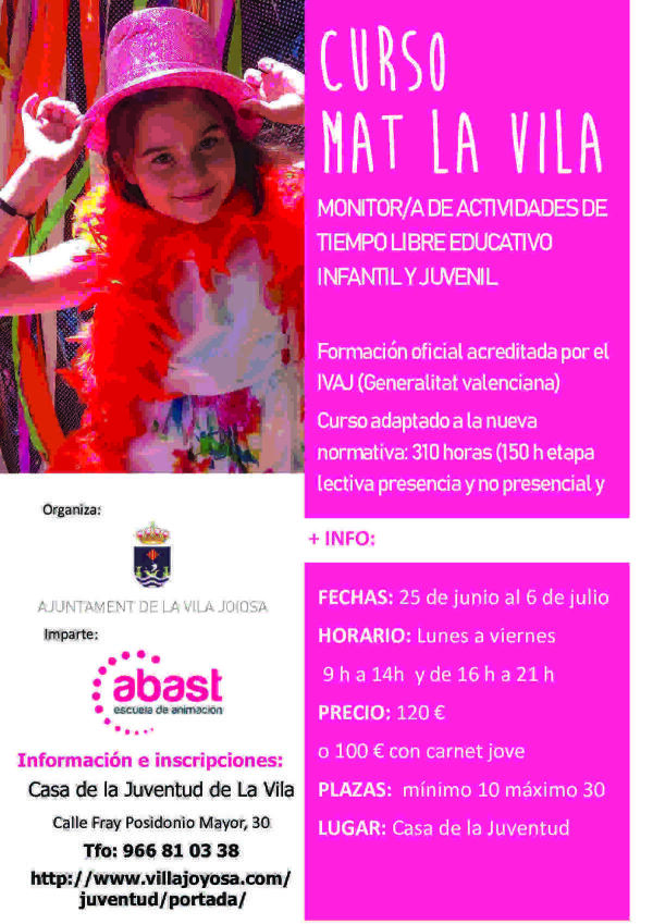 La Vila &middot; Juventud organiza un curso para obtener el t&iacute;tulo de monitor de tiempo libre