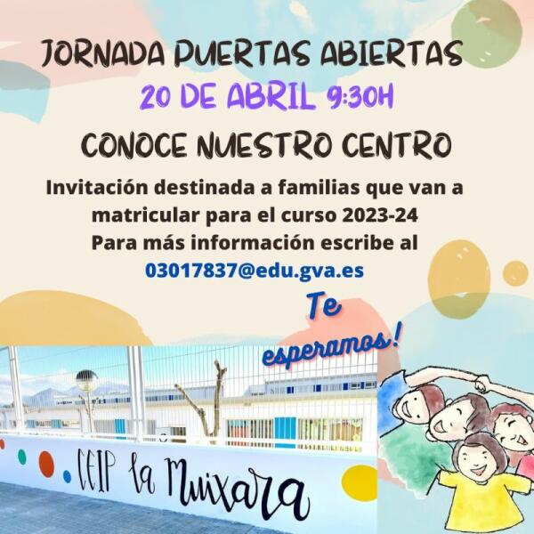 El Colegio Muixara organiza una jornada de puertas abiertas