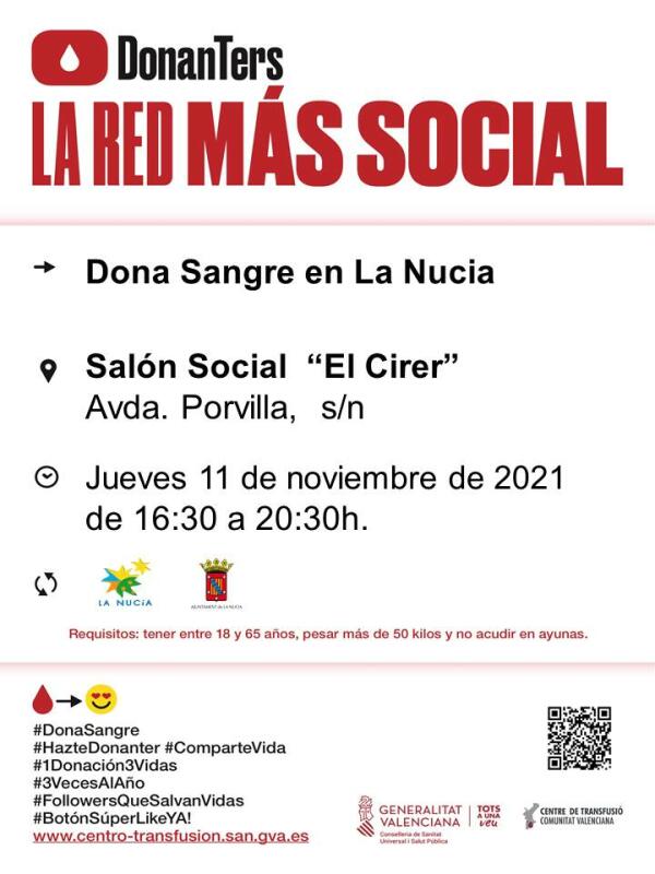 Mañana “20ª Donación de Sangre” en el Cirer