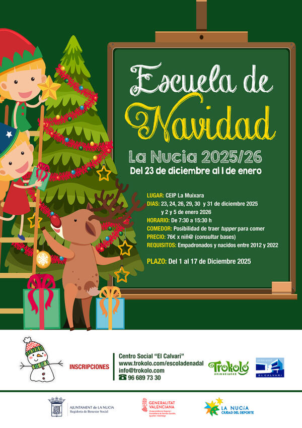 Últimos días de inscripción para la XVI Escuela de Navidad de La Nucía 