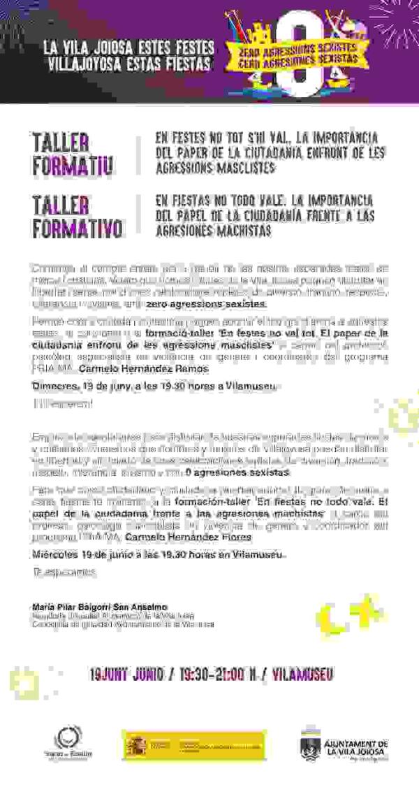 La Vila // Igualdad organiza un taller para concienciar y prevenir las agresiones sexistas en las fiestas 