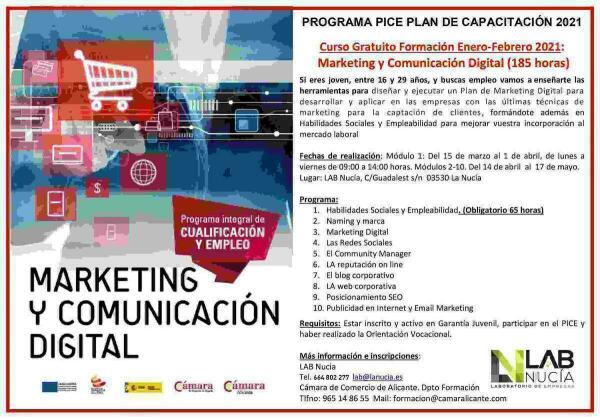 Curso de Marketing y Comunicación Digital para jóvenes, menores de 30 años