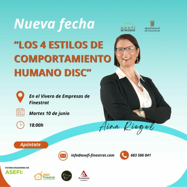 FINESTRAT AYUDA A MEJORAR LA COMUNICACIÓN EFECTIVA CON LA JORNADA “LOS 4 ESTILOS DE COMPORTAMIENTO HUMANO DISC” QUE ORGANIZA LA ASOCIACIÓN EMPRESARIAL DE FINESTRAT