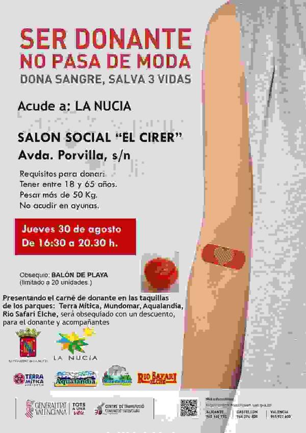 La Nuc&iacute;a &middot; Hoy donaci&oacute;n de Sangre en el sal&oacute;n social &ldquo;el Cirer&rdquo;