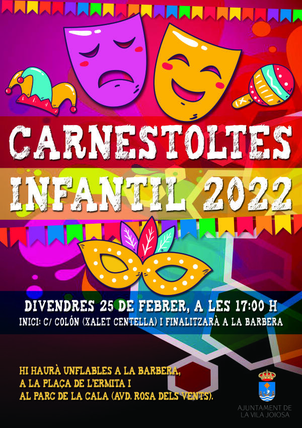 La Vila Joiosa celebrará el Carnaval Infantil el 25 de febrero con un desfile, hinchables y música en el parque de la Barbera, la Ermita y la Cala