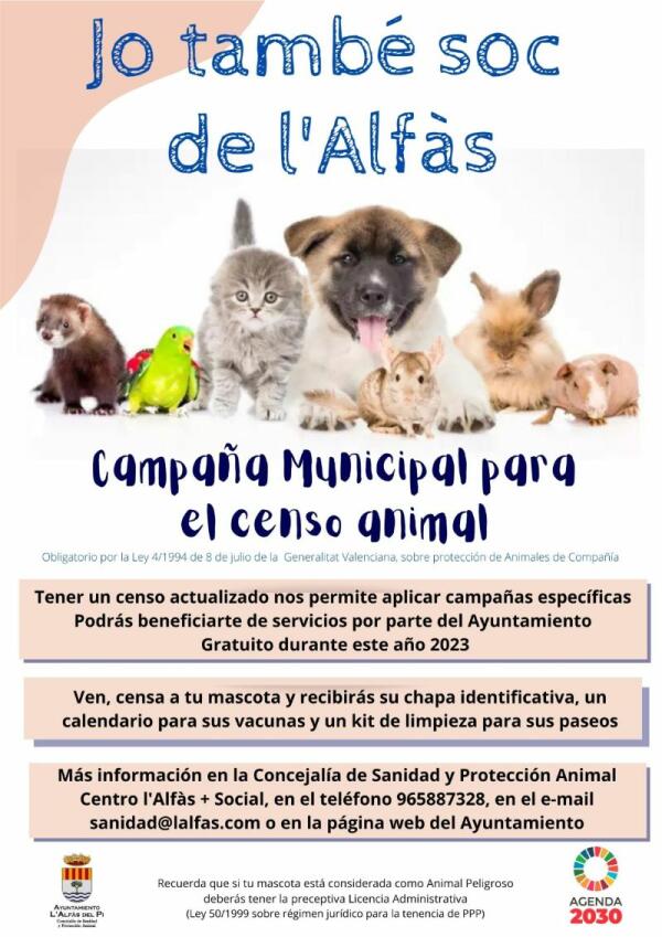 El Ayuntamiento lanza la campaña ‘Jo també sóc de l’Alfàs’ para la creación de un Censo Animal Municipal