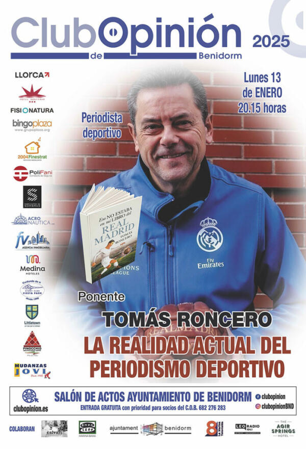Próxima conferencia a cargo de D. Tomás Roncero, donde nos hablará de la realidad actual del periodismo deportivo 