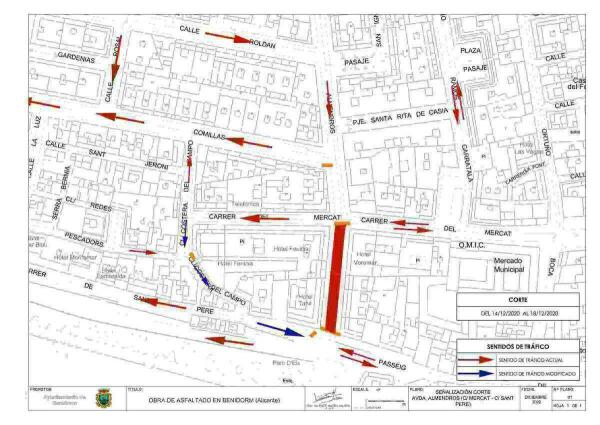 El tramo final de la avenida Los Almendros se cierra al tráfico cinco días para la instalación de hormigón impreso