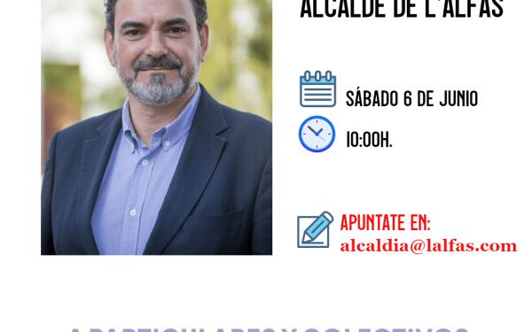 El alcalde de l&rsquo;Alf&agrave;s celebra este s&aacute;bado un encuentro online con asociaciones y vecinos