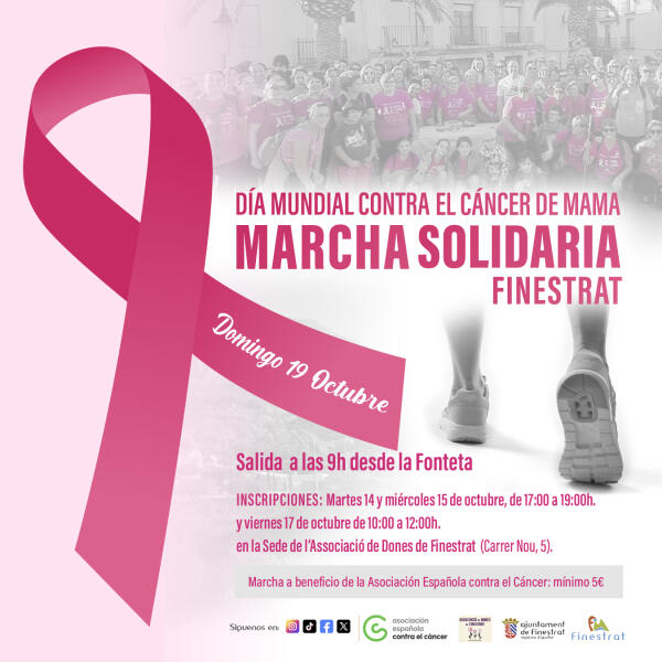 Finestrat marchará contra el Cáncer de Mama el domingo 19 de octubre