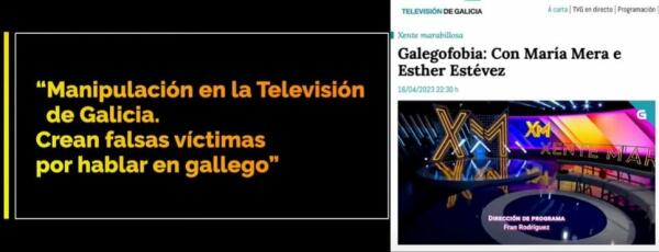 Hablamos Español envía al Director de la TVG 1000 firmas exigiendo que retire el montaje hispanófobo del programa Xente Marabillosa y que se disculpe. La web de H.E. fue saboteada. Ya está denunciado ante la G.C.