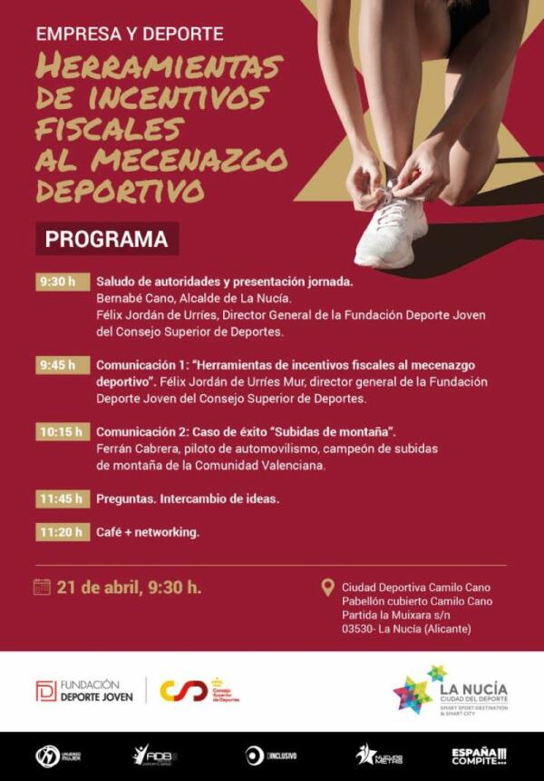 La Fundación Deporte Joven organiza una jornada sobre “Mecenazgo Deportivo” en La Nucía