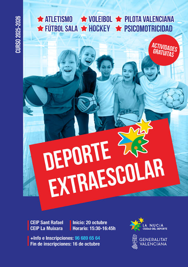 Últimos días de inscripción de las “Extraescolares Deportivas Gratuitas 25-26”