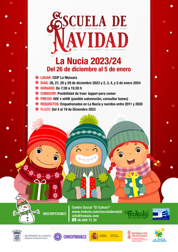 El plazo de inscripción de la Escuela de Navidad finaliza el próximo martes