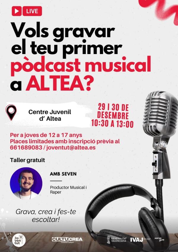 Juventud ofrece un taller gratuito para j&oacute;venes para grabar su primer p&oacute;dcast musical 