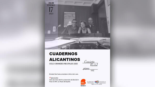 Cultura retoma este viernes el Ciclo de Grandes Recitales con el concierto de piano y voz ‘Cuadernos alicantinos’